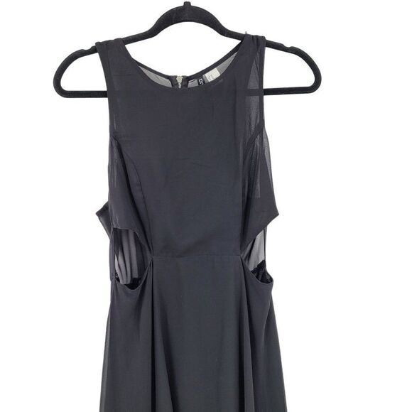 Divided H&M Gothic High Low Midi Maxi Dress 10 Black Sheer Side Cutout Punk - Picture 4 of 13